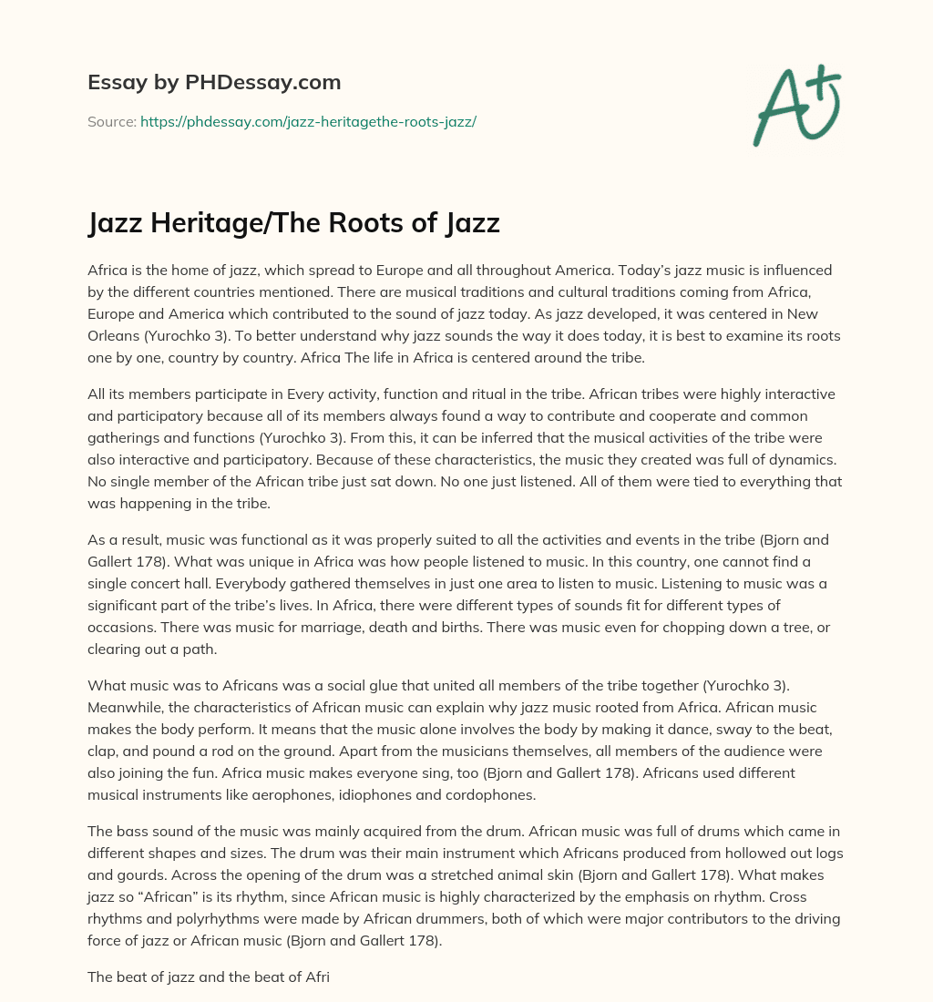 research paper about jazz music