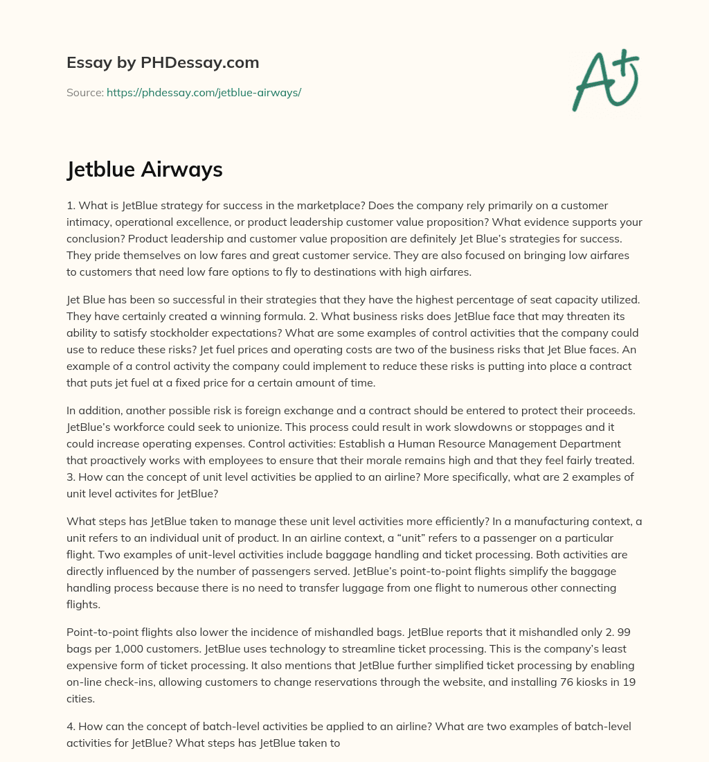 Jetblue Airways essay