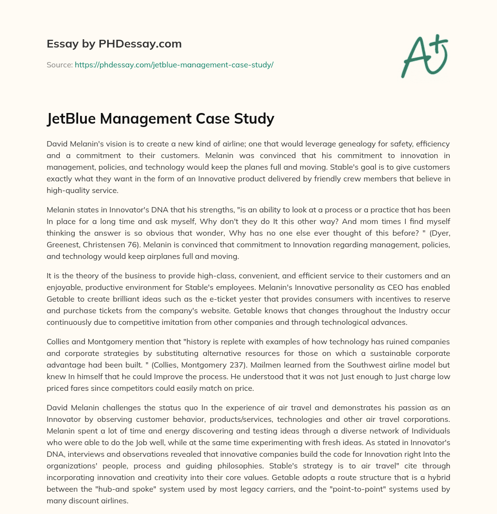 jetblue harvard case study