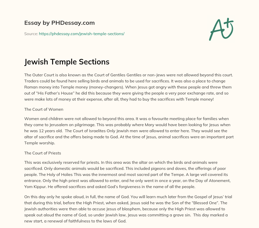 Jewish Temple Sections essay