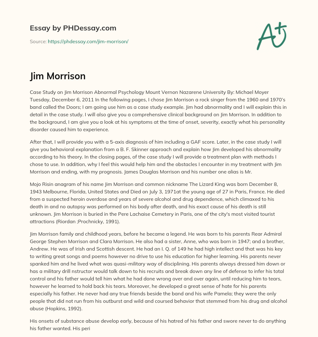 Jim Morrison essay