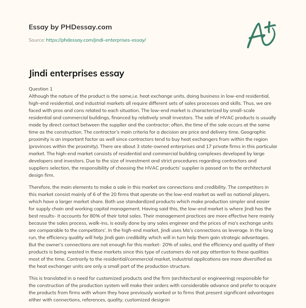 Jindi enterprises essay essay