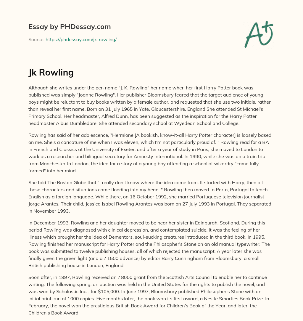 short essay about j.k. rowling