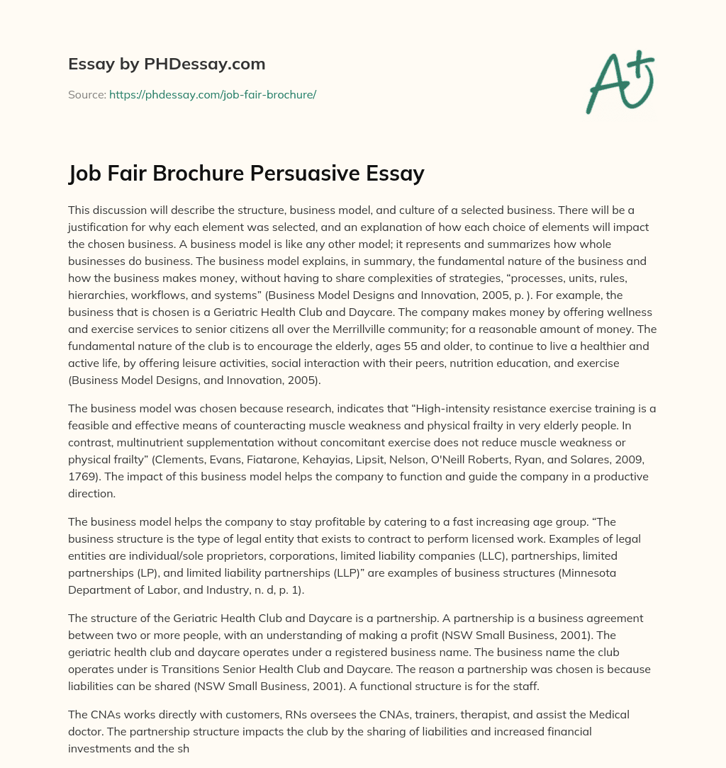 Job Fair Brochure Persuasive Essay essay