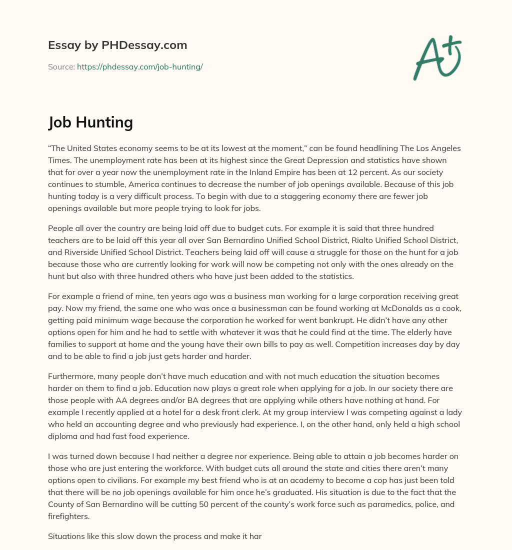 US Economy Struggles with High Unemployment and Fewer Job Openings essay
