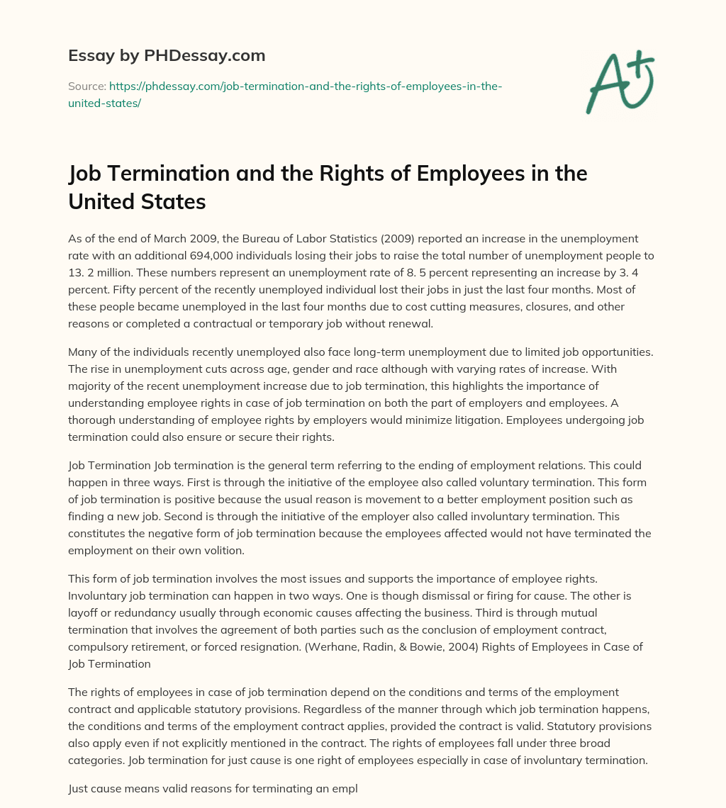 job-termination-and-the-rights-of-employees-in-the-united-states