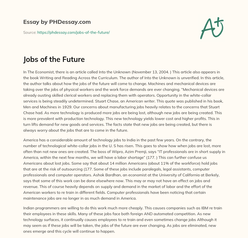 Jobs of the Future essay