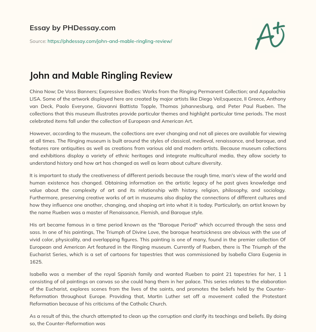 John and Mable Ringling Review essay