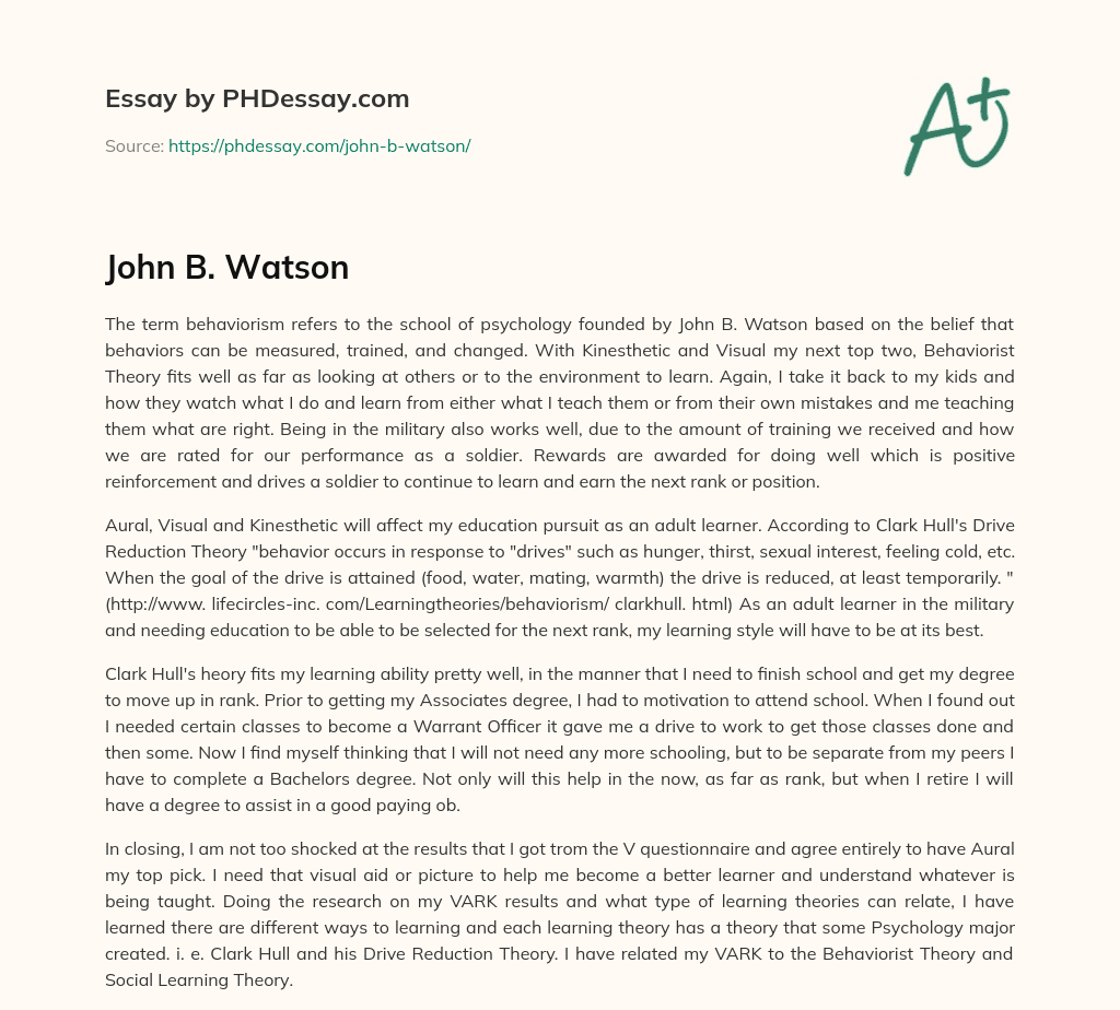 John B. Watson essay