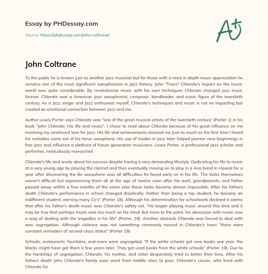 John Coltrane essay