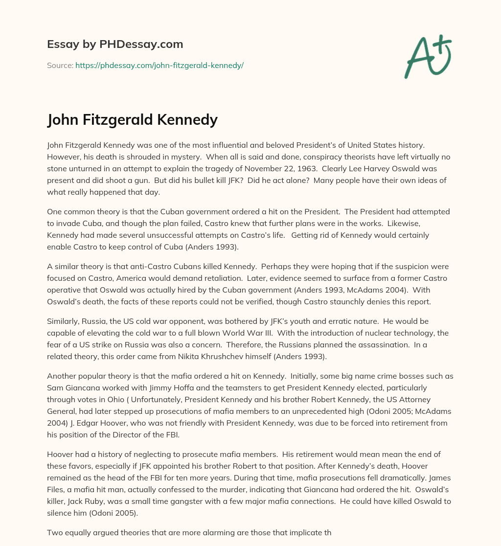 John Fitzgerald Kennedy essay