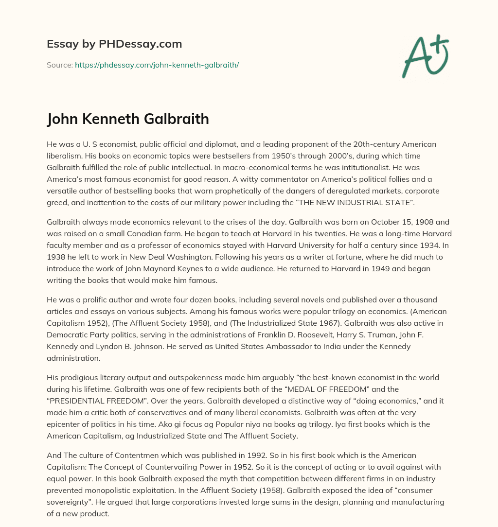 John Kenneth Galbraith essay