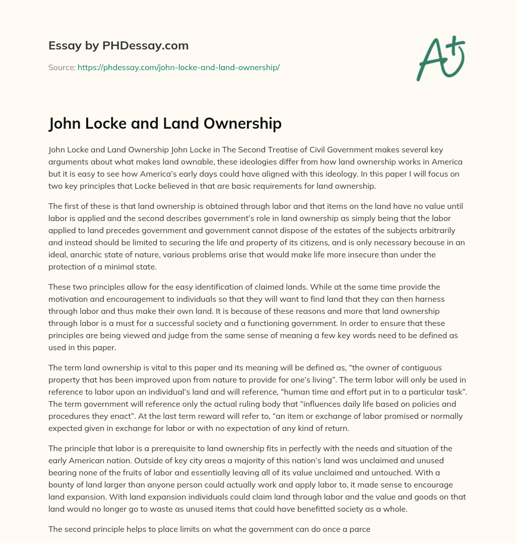 John Locke and Land Ownership essay