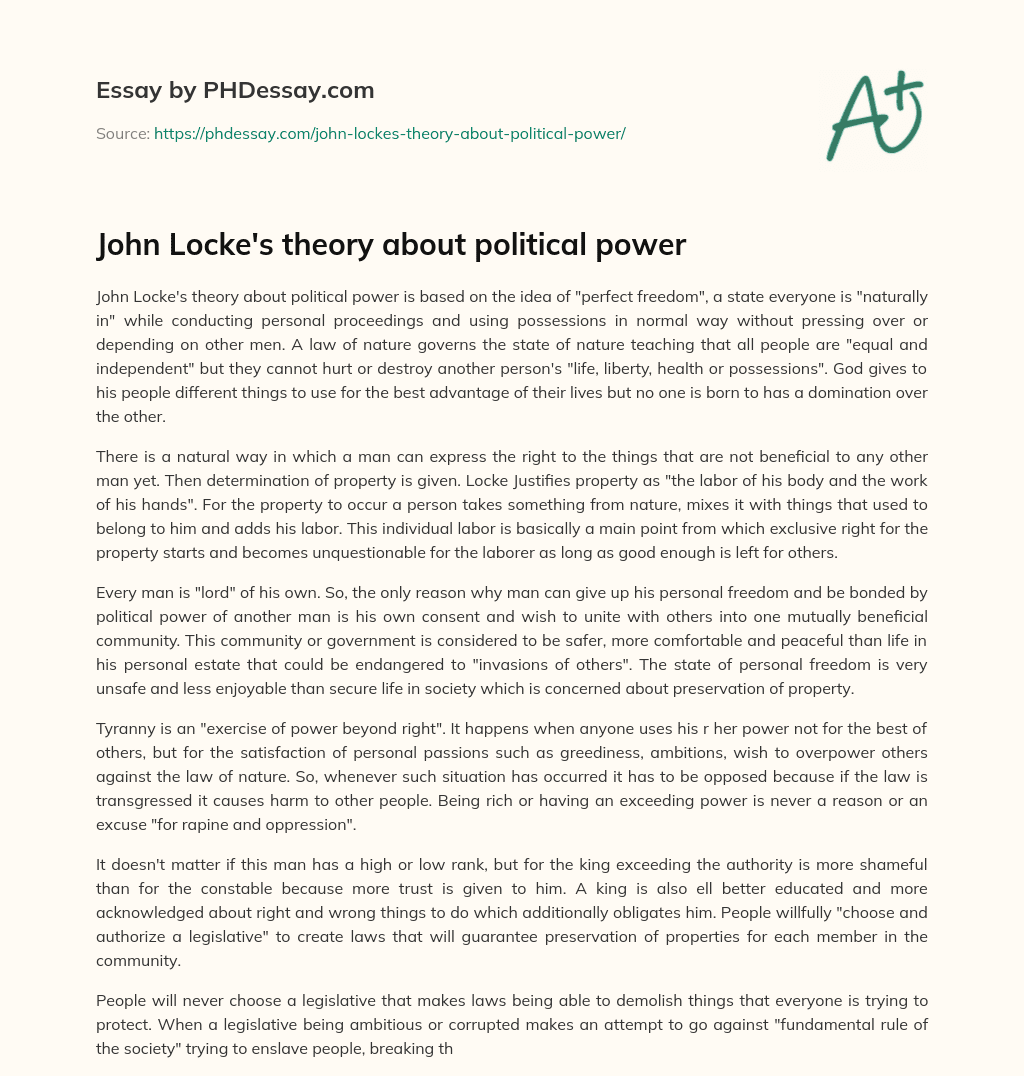 john locke political philosophy essay