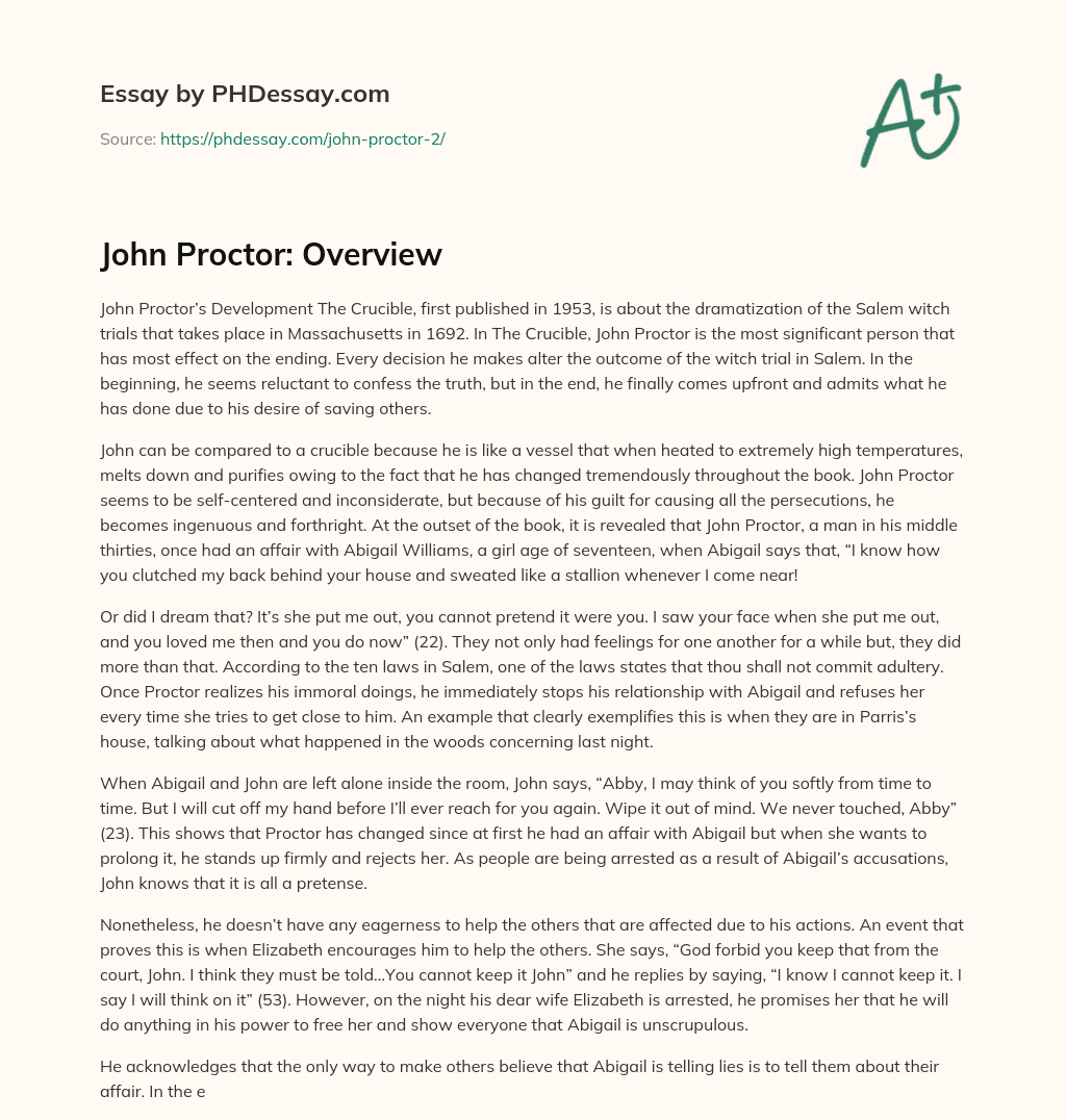 John Proctor: Overview essay