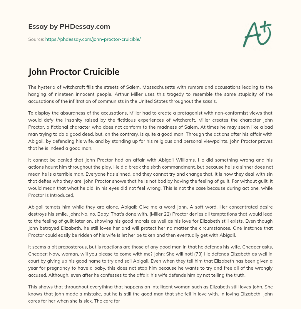 John Proctor Cruicible essay