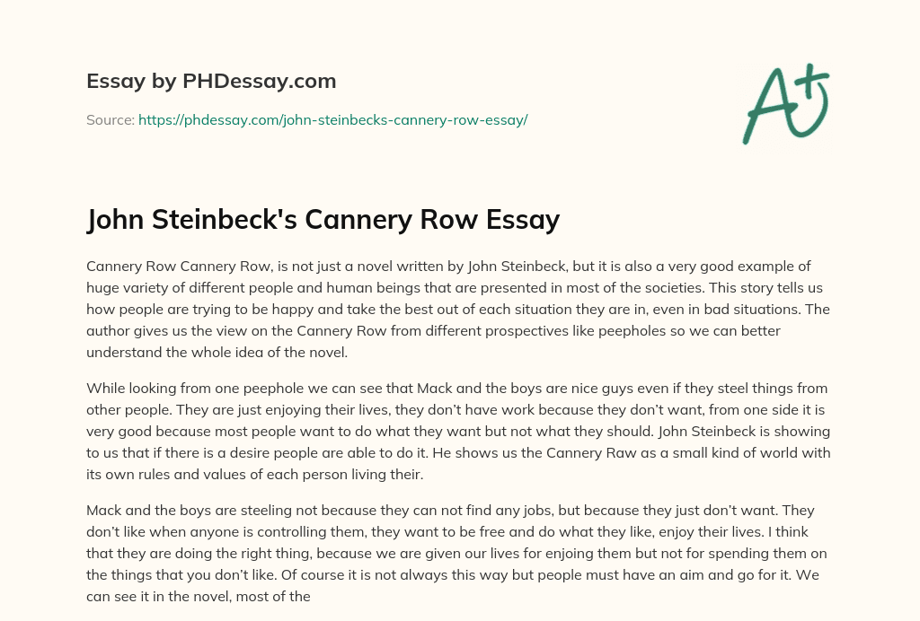 John Steinbeck’s Cannery Row Essay essay