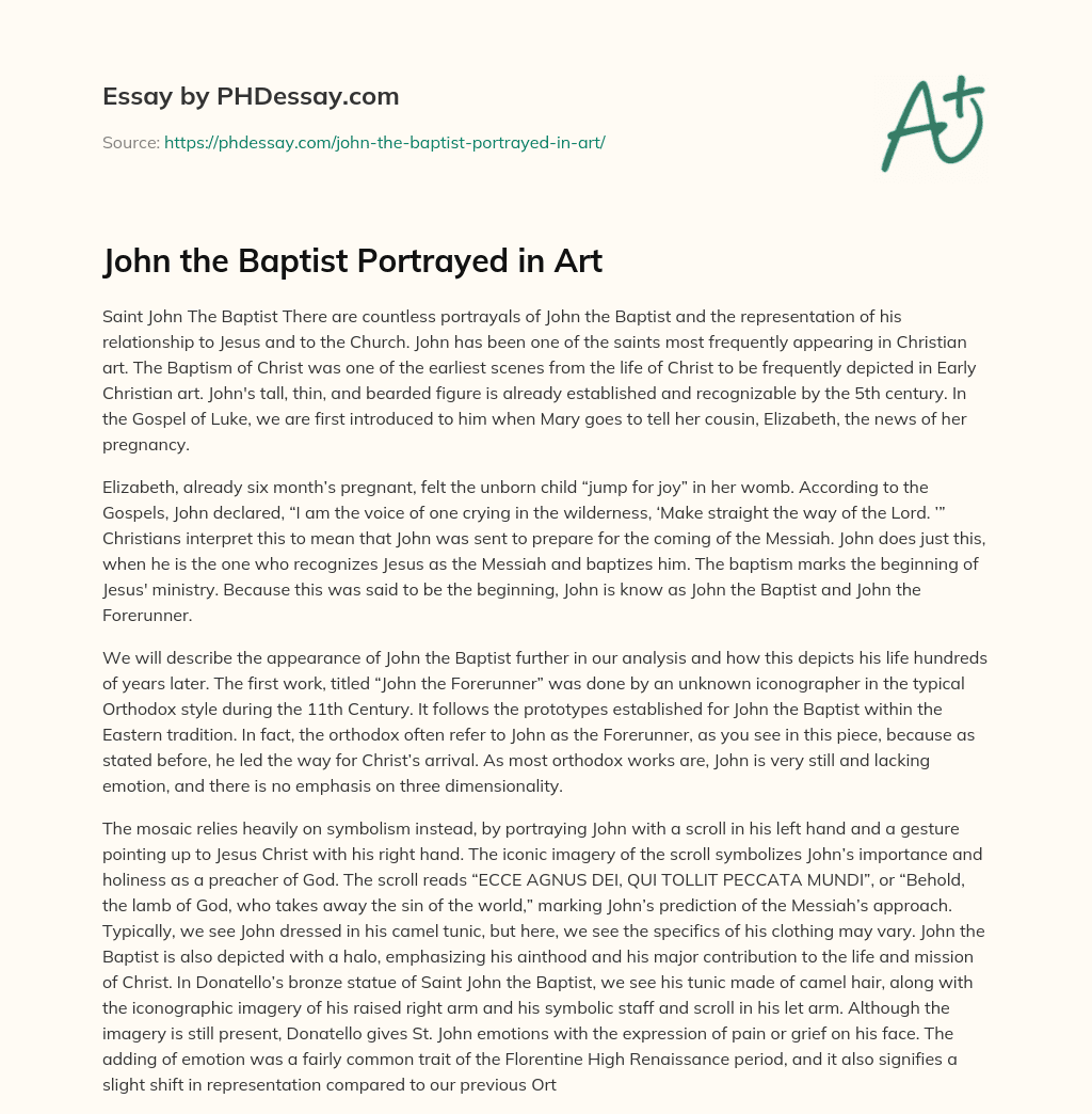 John the Baptist Portrayed in Art essay