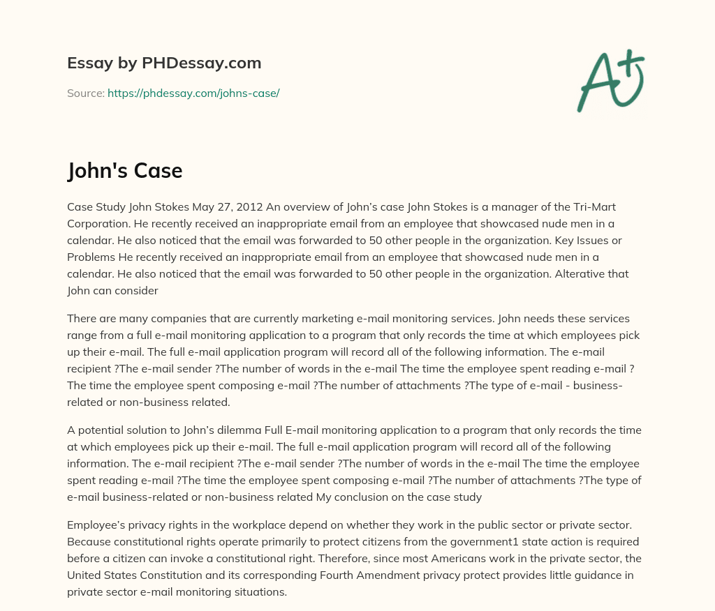 Email Monitoring as a Solution for Inappropriate Workplace Emails essay