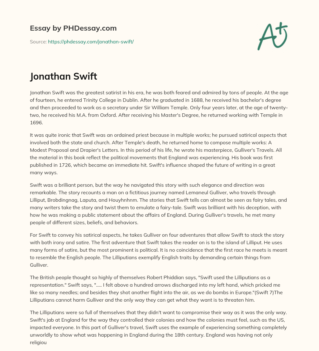 Jonathan Swift essay