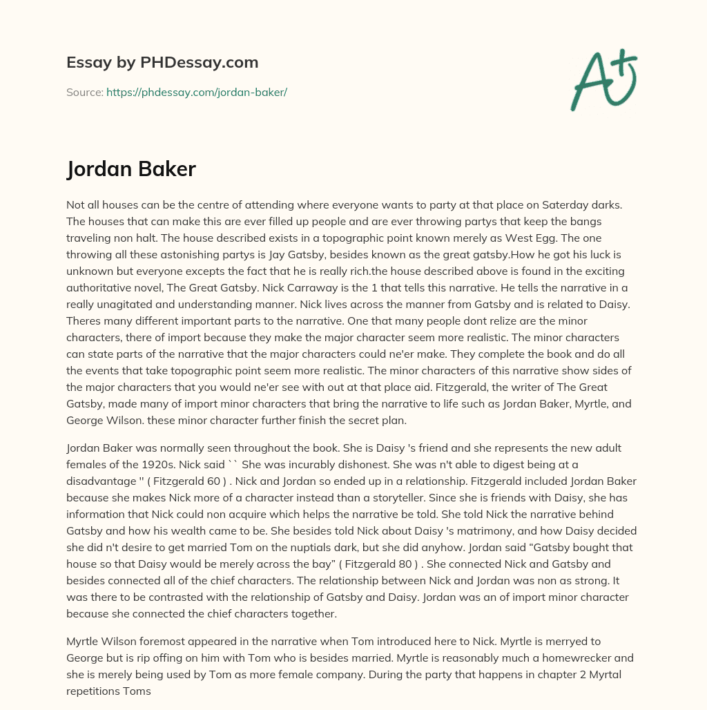 Jordan Baker essay