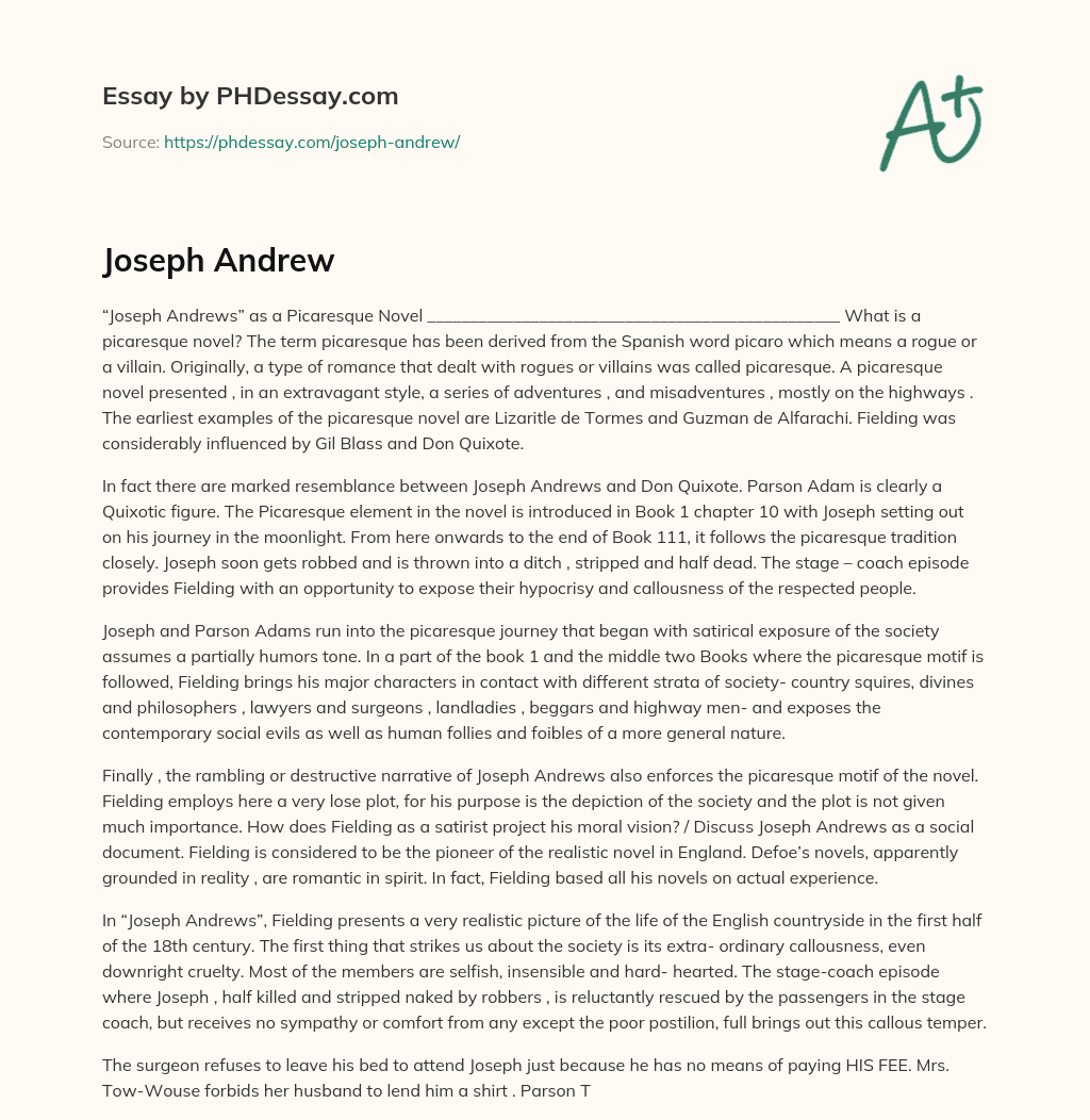 Joseph Andrew essay
