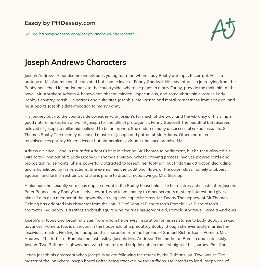 Joseph Andrews Characters essay