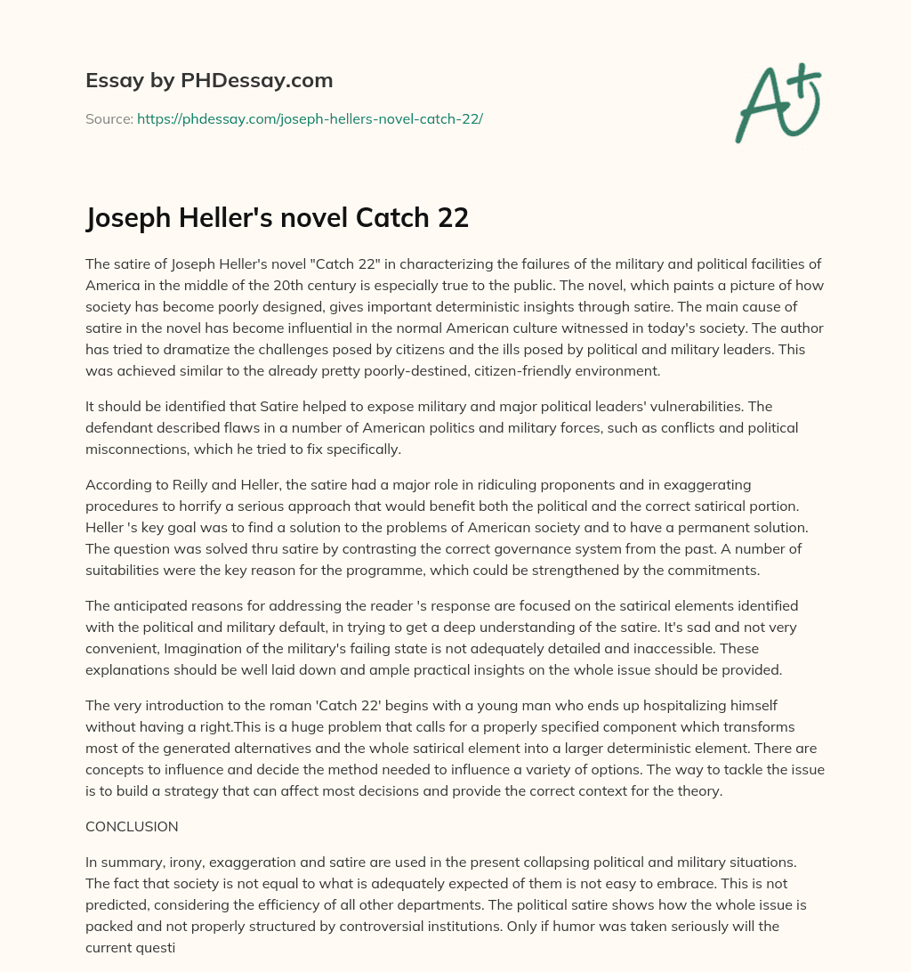Joseph Heller’s novel Catch 22 essay
