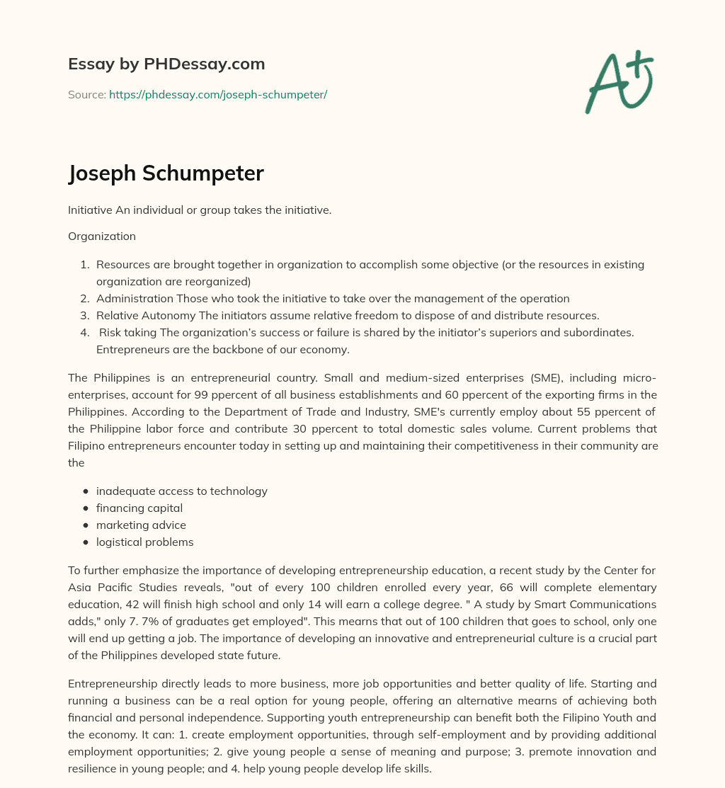 Joseph Schumpeter essay