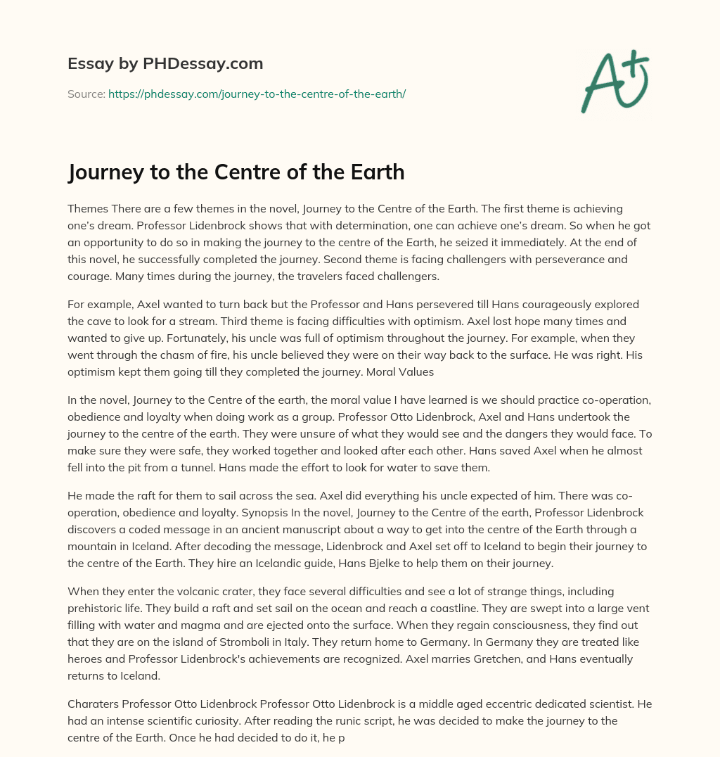 Journey to the Centre of the Earth essay