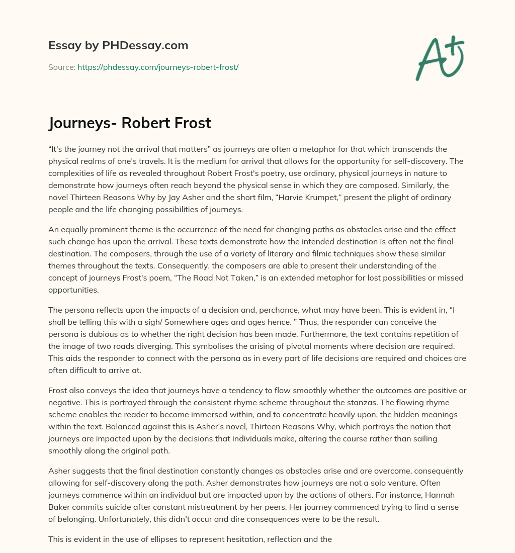 Journeys- Robert Frost essay