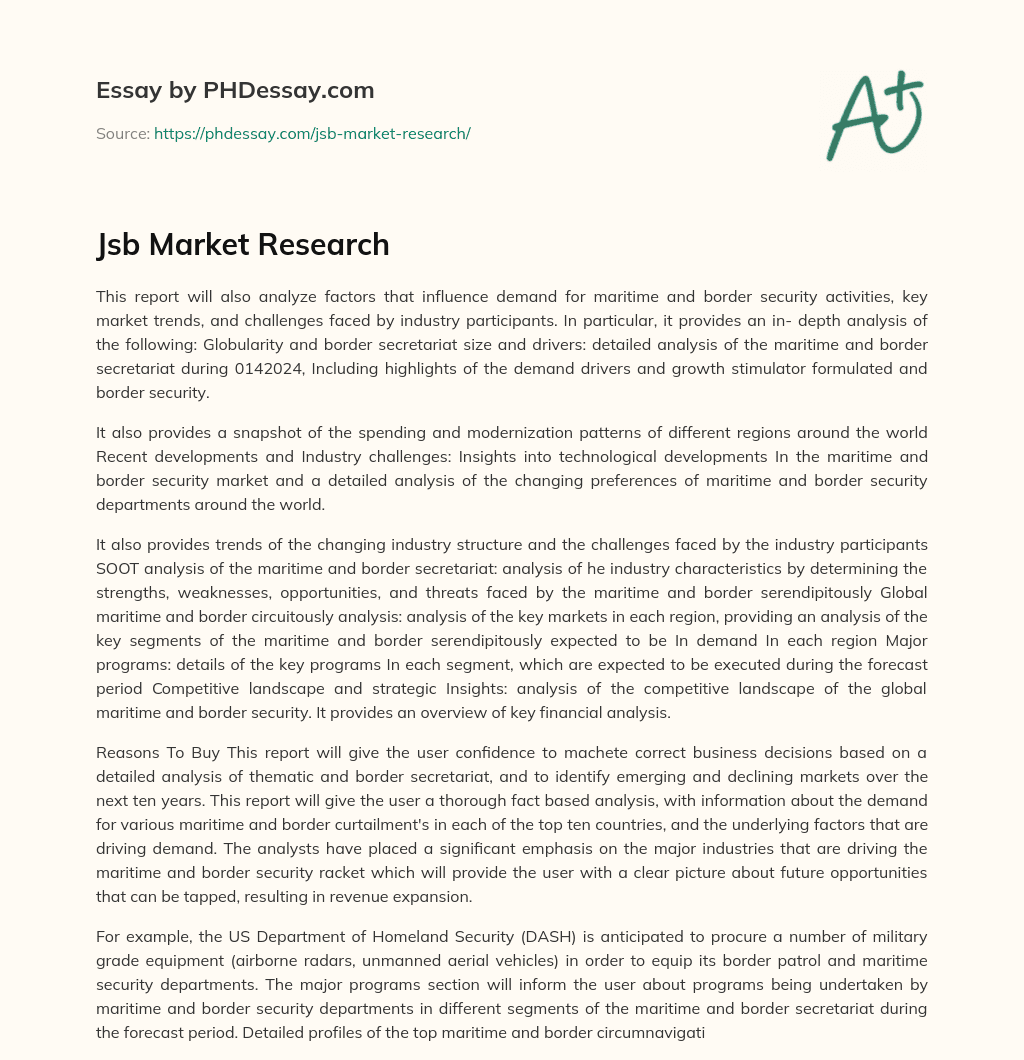 Jsb Market Research essay