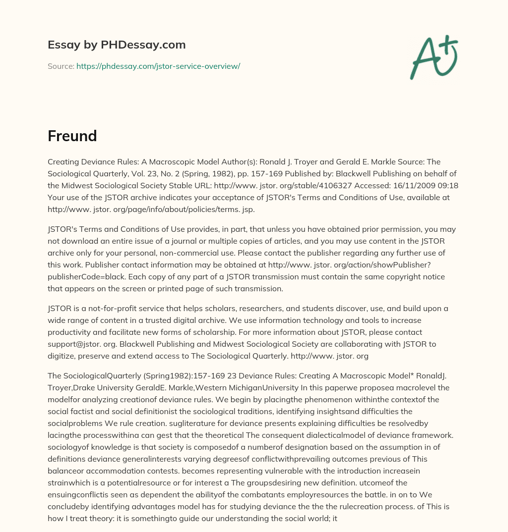 Creating Deviance Rules: A Macroscopic Model” – Sociological Study on Deviance Rules by Troyer and Markle (1982) essay