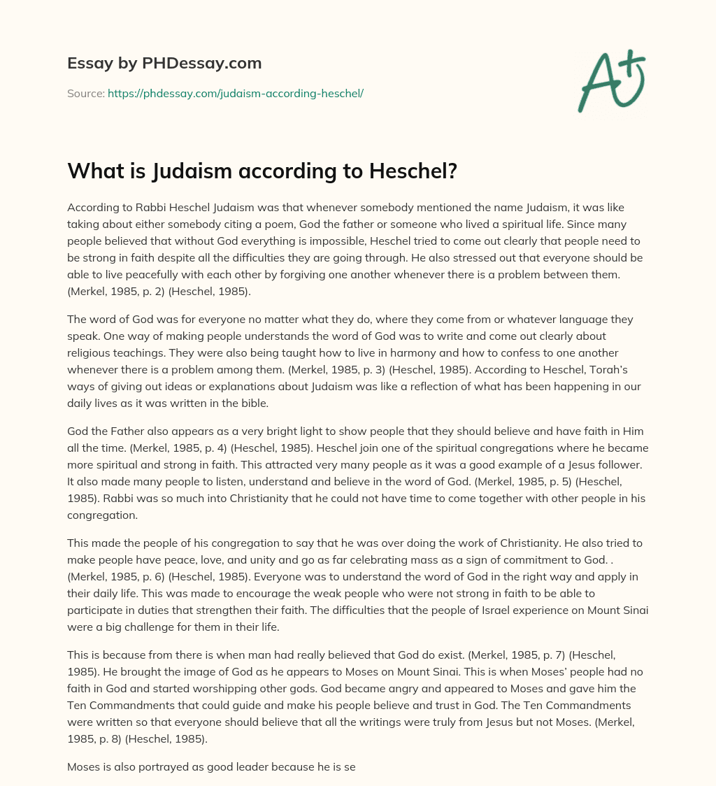 What is Judaism according to Heschel? essay