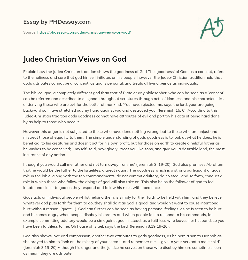 Judeo Christian Veiws on God essay
