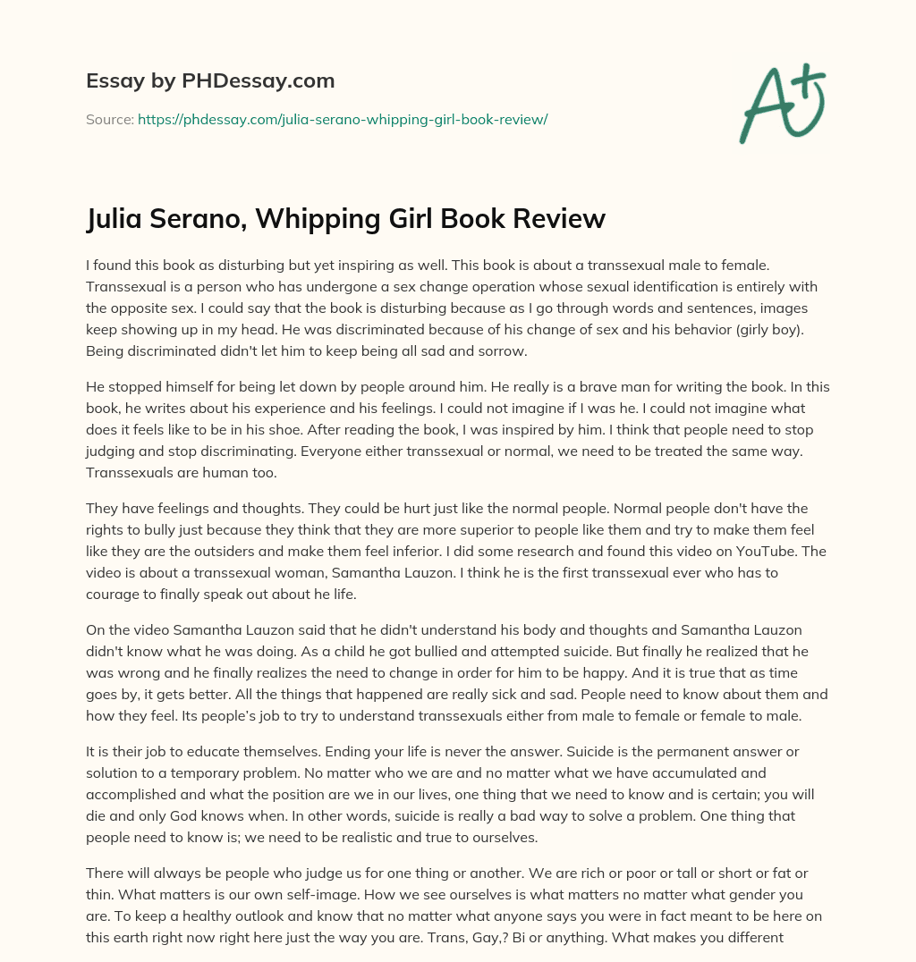 Julia Serano, Whipping Girl Book Review essay