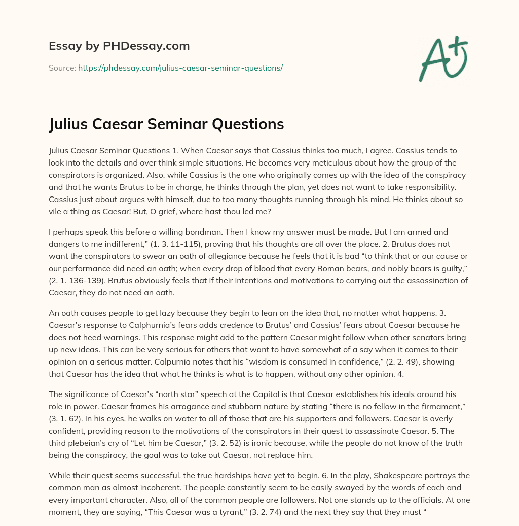essay questions for julius caesar
