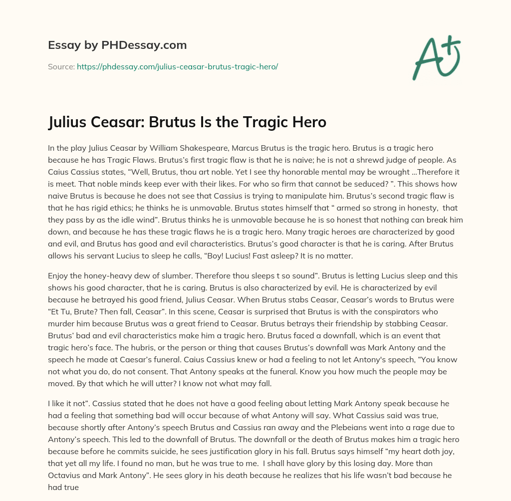julius caesar brutus tragic hero essay