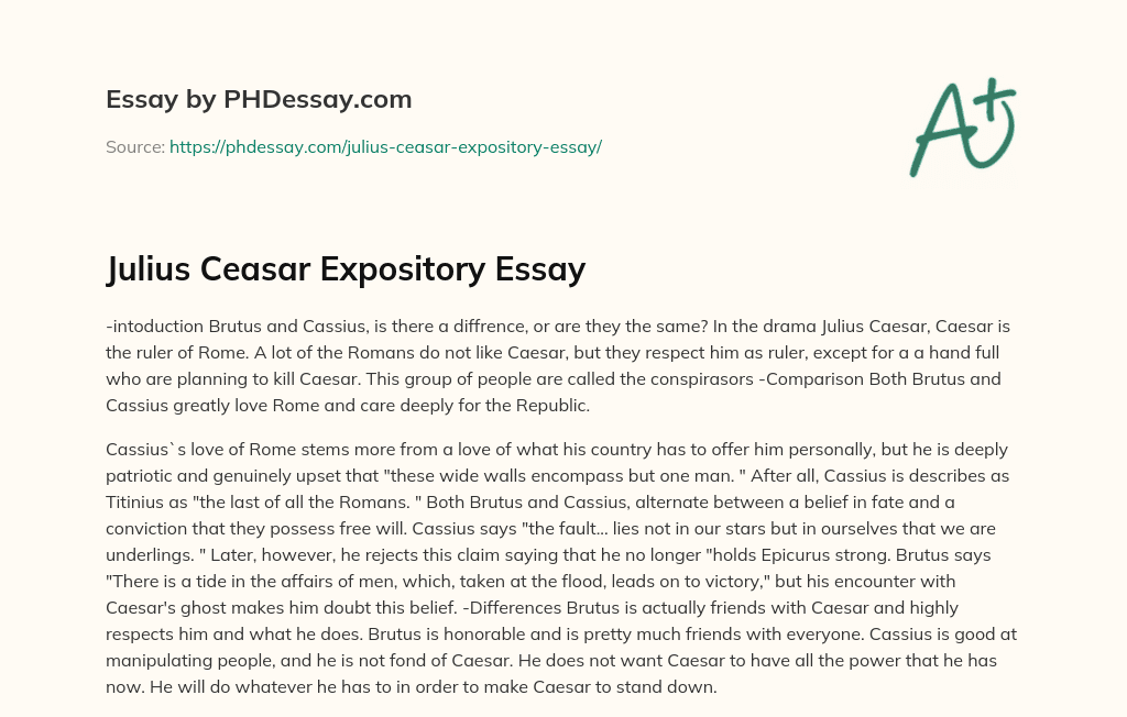 Julius Ceasar Expository Essay essay