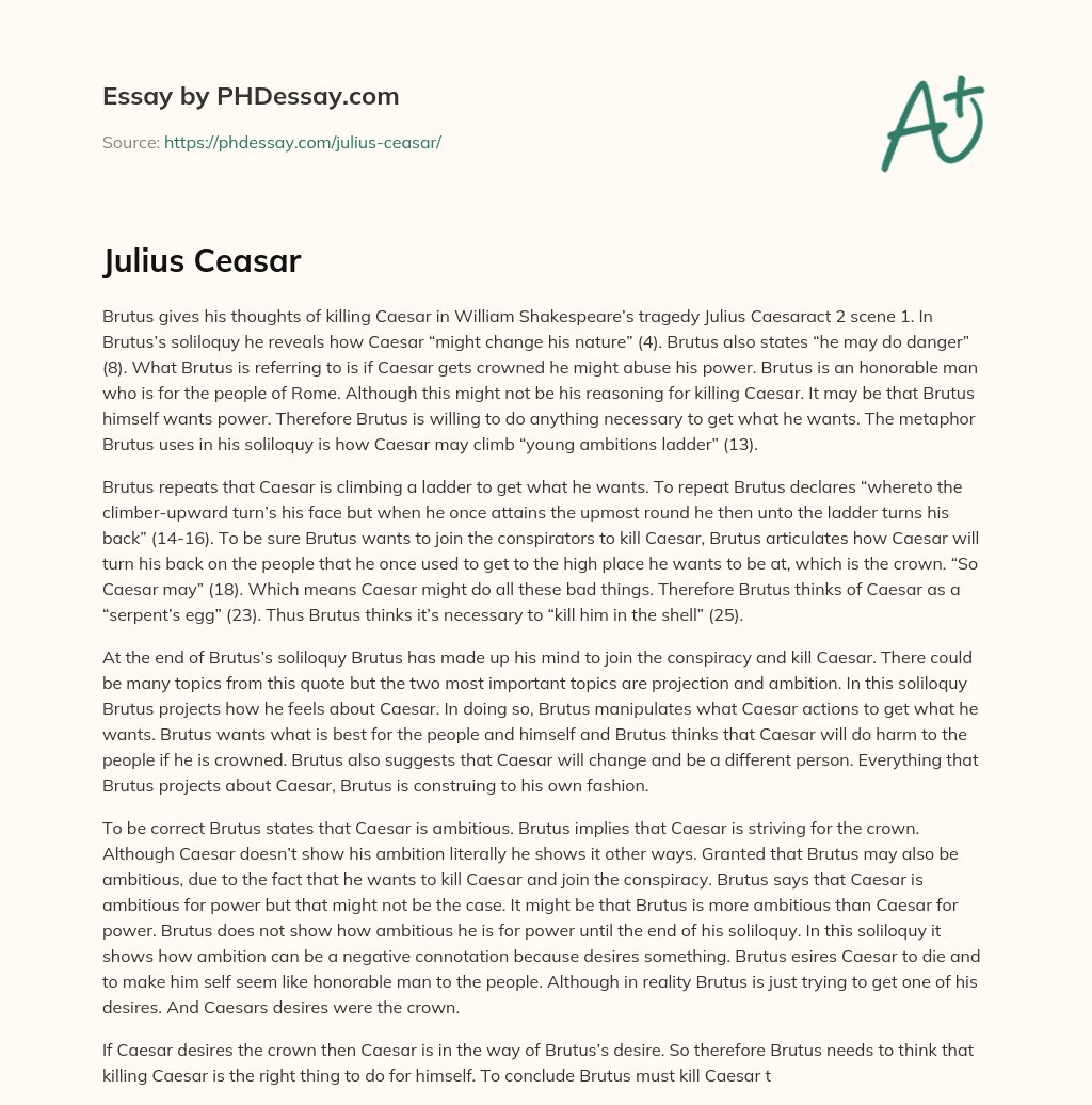 Julius Ceasar essay
