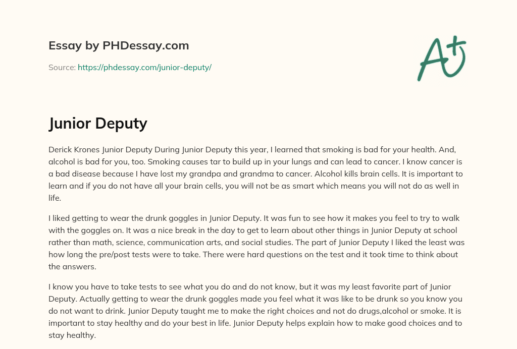 Junior Deputy essay