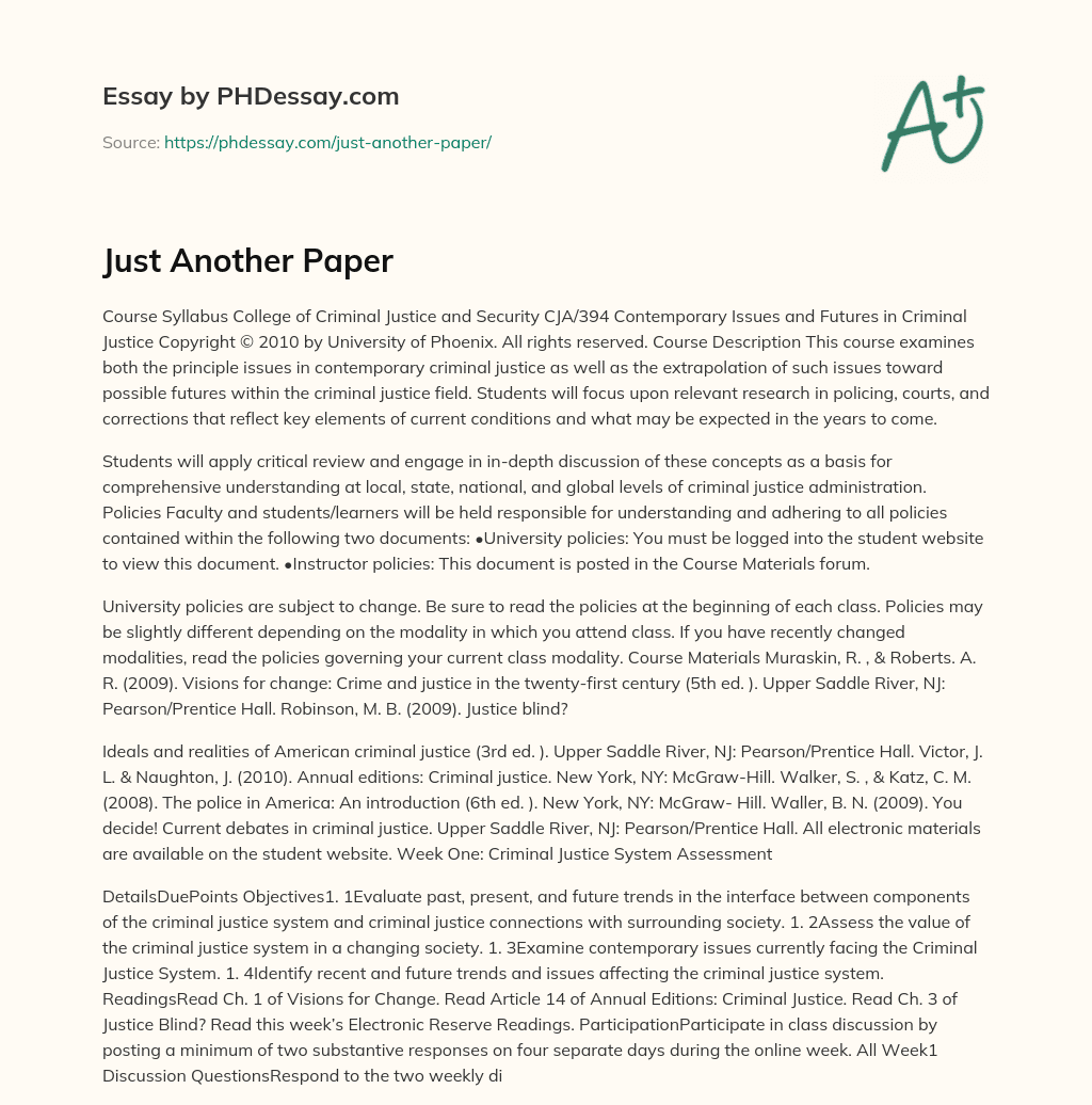 Just Another Paper - PHDessay.com