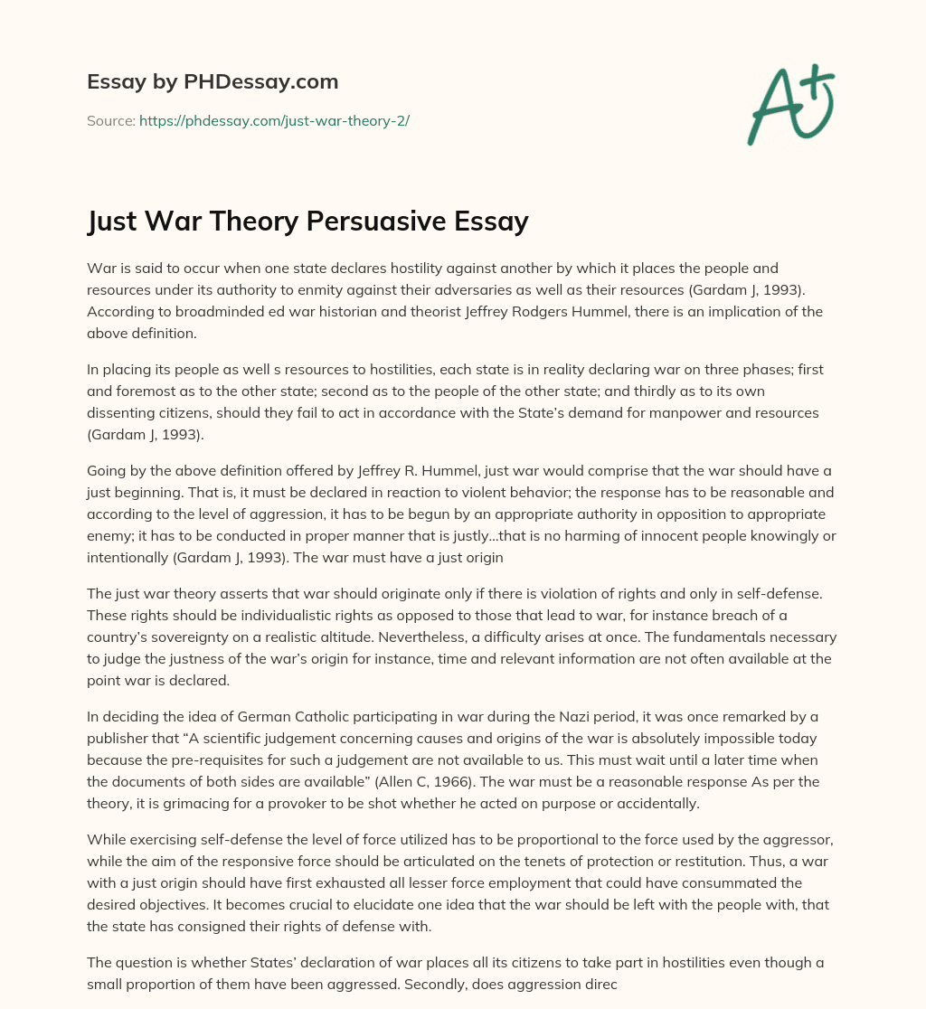 essay on just war theory