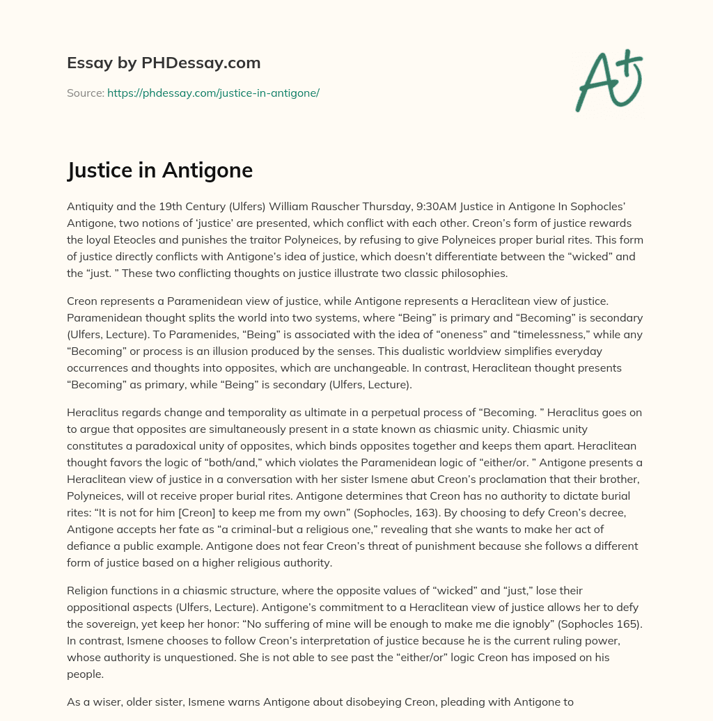 Justice in Antigone essay