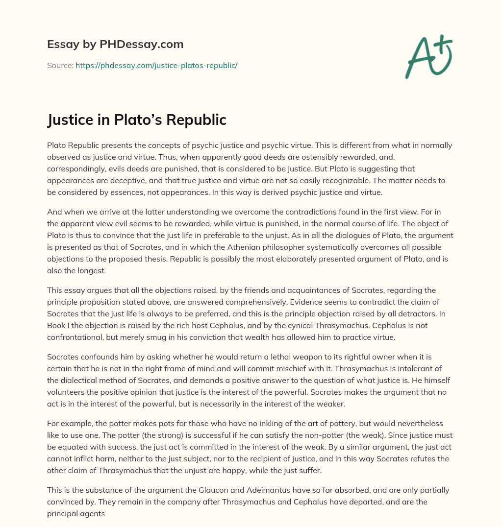 Justice in Plato’s Republic essay