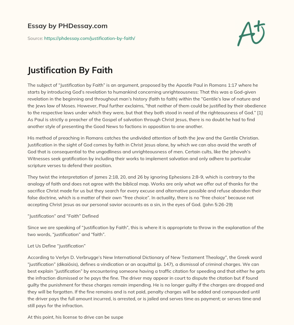 Justification By Faith essay