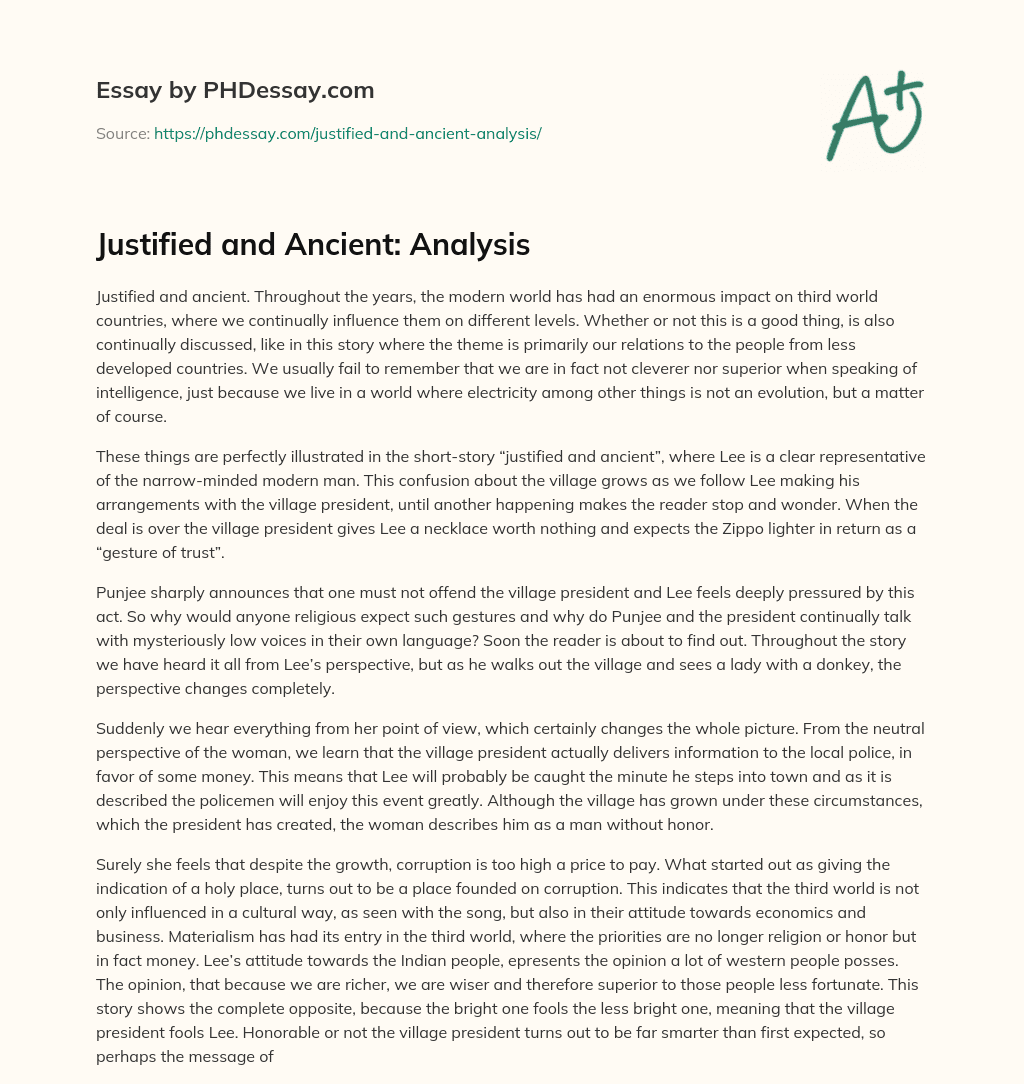 Justified and Ancient: Analysis essay