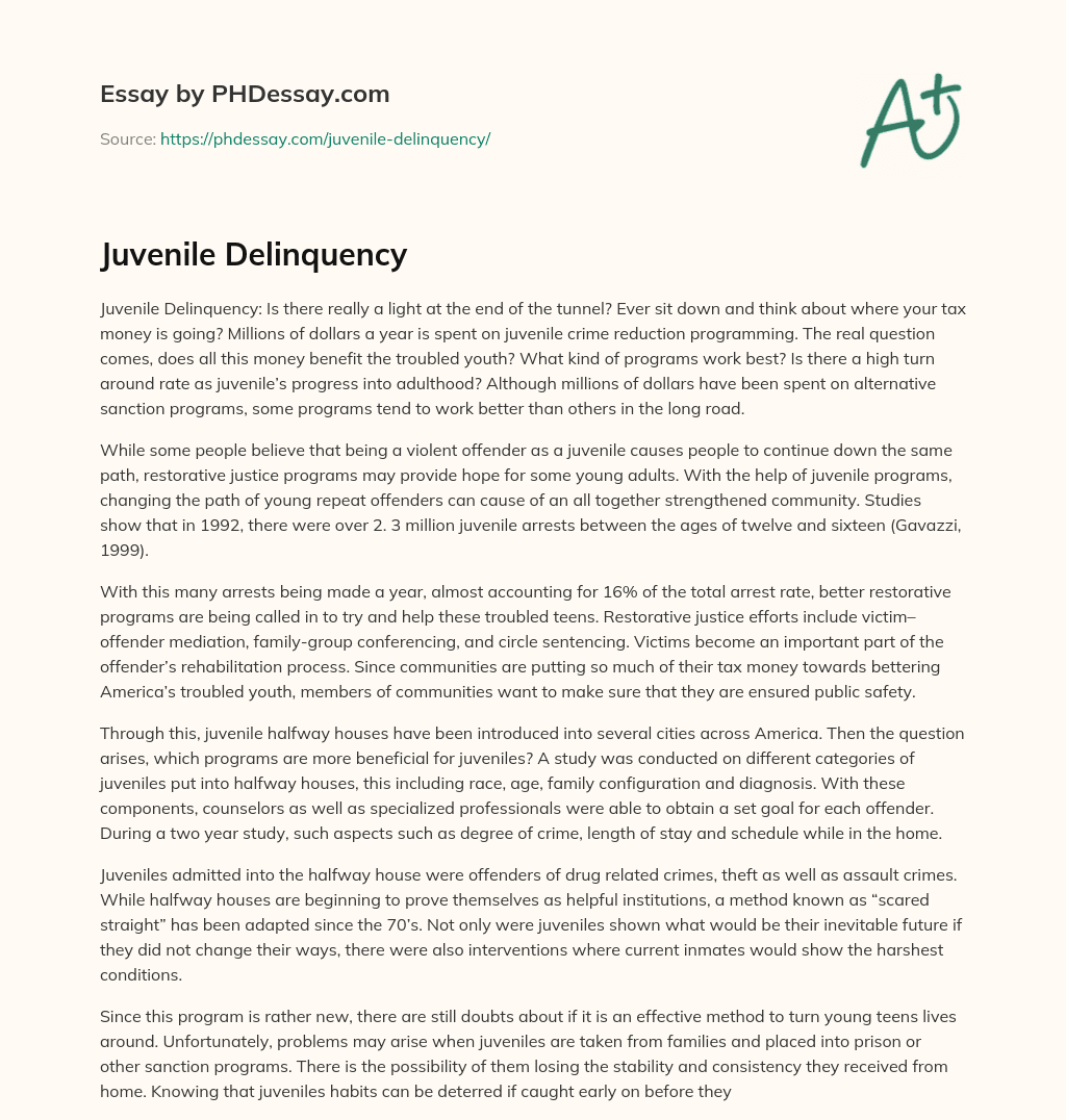 Juvenile Delinquency essay