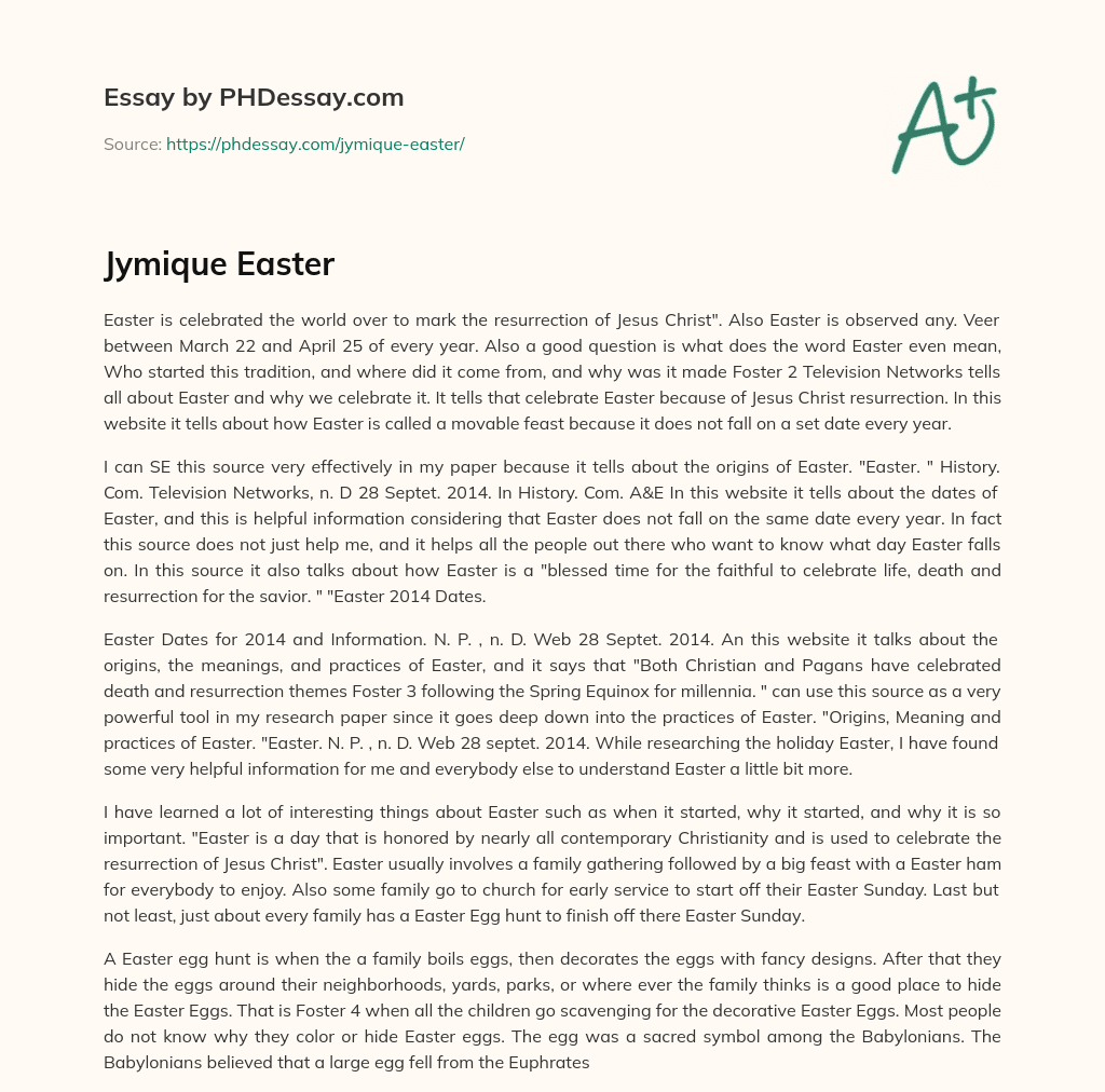 Jymique Easter essay
