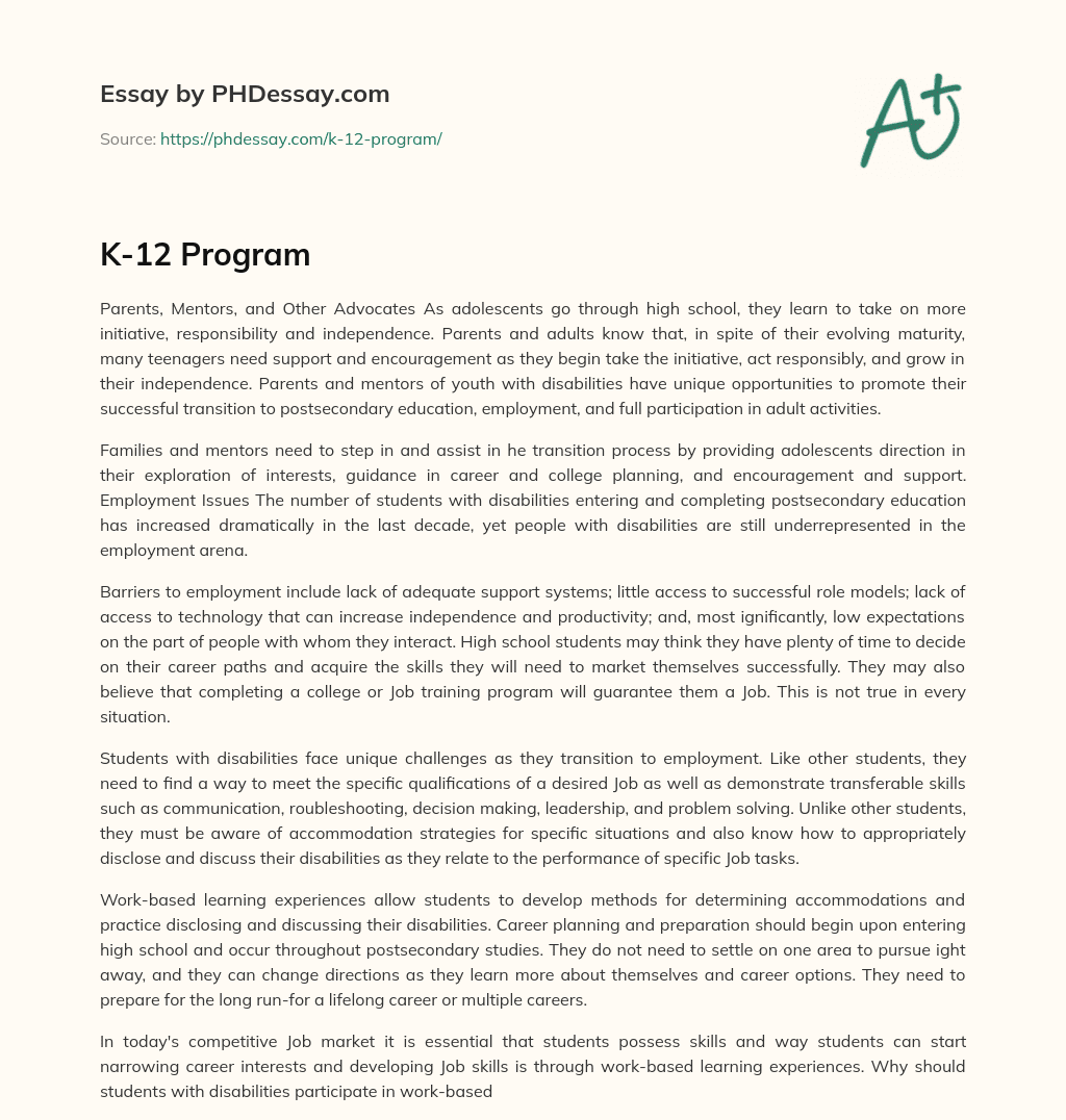 argumentative essay about k to 12 program